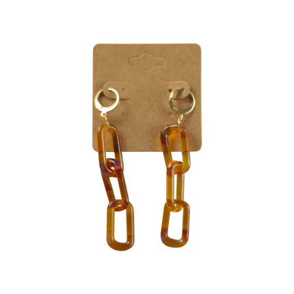 These are Amber Purple Glass Chain Earrings by Technicolor Tony available at Handmade Glass Co. Made locally in Denver, Colorado these vibrant jewelry pieces feature links of glass dangling from leverback earring hooks.