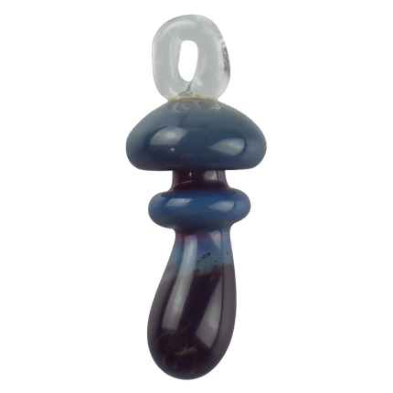 These are Loop Mushroom Pendants by Technicolor Tony available at Handmade Glass Co. Featuring vibrant glass colors these handmade jewelry pieces are crafted in Denver, CO.