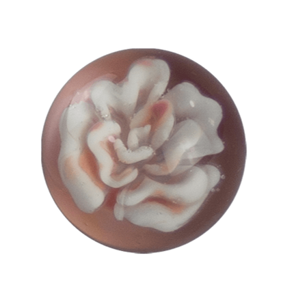 This is an Implosion Flower Marble by Biting Glass available at Handmade Glass Co. A handmade borosilicate glass marble featuring vibrant striking purple rainbow glass. 