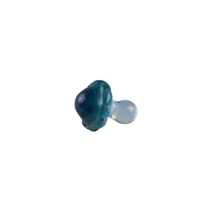 These are Glass Mushroom Trinkets from Technicolor Tony available at Handmade Glass Co. Featuring ghost colored stems with vibrant caps these are a fun glass addition to any space.