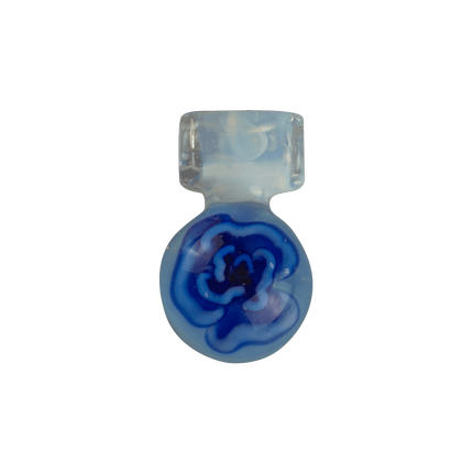 This is the Blue Flower Medallion Pendant by Biting Glass available at Handmade Glass Co. A beautiful handmade borosilicate jewelry piece.