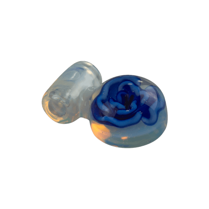 This is the Blue Flower Medallion Pendant by Biting Glass available at Handmade Glass Co. A beautiful handmade borosilicate jewelry piece.