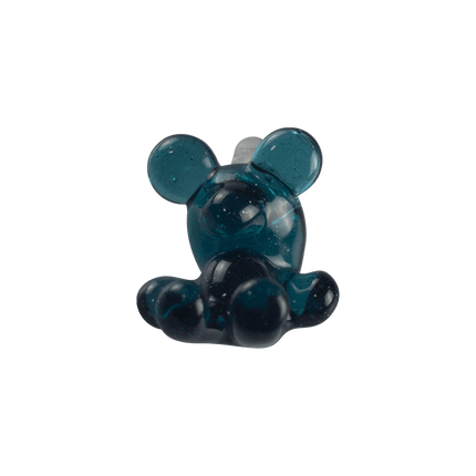 This is the Blue Raspberry Glass Gummy Bear Pendant by Biting Glass available at Handmade Glass Co. A fun handmade borosilicate glass jewelry piece made in Denver, Colorado.