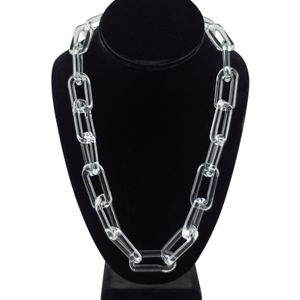 This is the small size Clear Glass Chain Necklace by Technicolor Tony available at Handmade Glass Co. Featuring handmade glass links these beautiful chains are made here locally in Denver, Colorado.