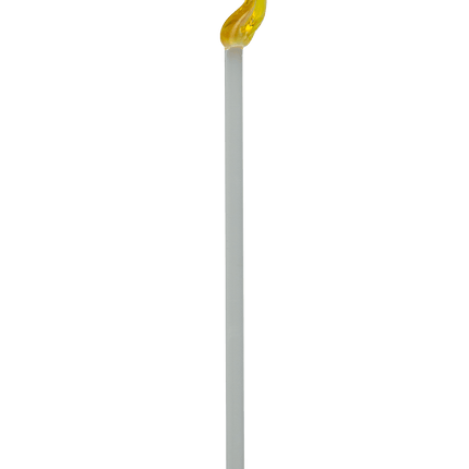 This is the Striking Yellow handmade Glass Leaf Cocktail Swizzle Sticks by Biting Glass available at Handmade Glass Co. Featuring vibrant glass leaf toppers and rounded bottom to easily stir up your favorite drink.