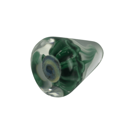 This is the Winter Evergreen Paperweight by Biting Glass available at Handmade Glass Co. A sleek wintry glass decoration featuring a vibrant green snow capped tree inside.