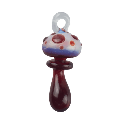 These are Loop Mushroom Pendants by Technicolor Tony available at Handmade Glass Co. Featuring vibrant glass colors these handmade jewelry pieces are crafted in Denver, CO.