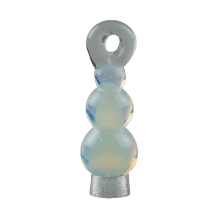 These are Snowman Ornaments by Biting Glass available at Handmade Glass Co. These fun seasonal ornaments also work as pendants and feature vibrant glass colors.