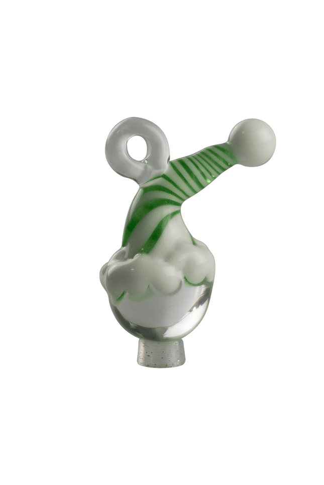 Spruce up your tree with these handmade Holiday Elf Head Ornaments by Biting Glass available at Handmade Glass Co. Featuring swirling pattern hats and a clear loop every ornament is made by hand in Denver, Colorado.