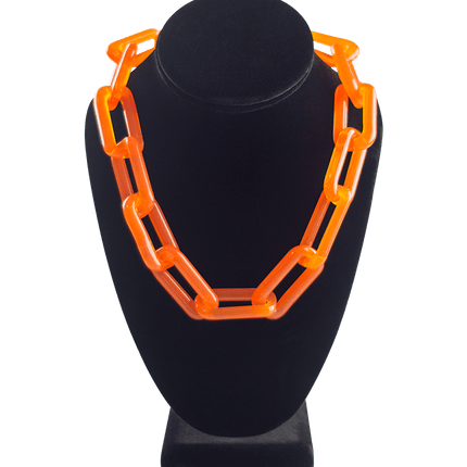 This is the Hot Sauce Glass Choker Chain by Technicolor Tony available at Handmade Glass Co. Handmade in Denver, Colorado this unique glass chain features subtle details for a statement jewelry piece.