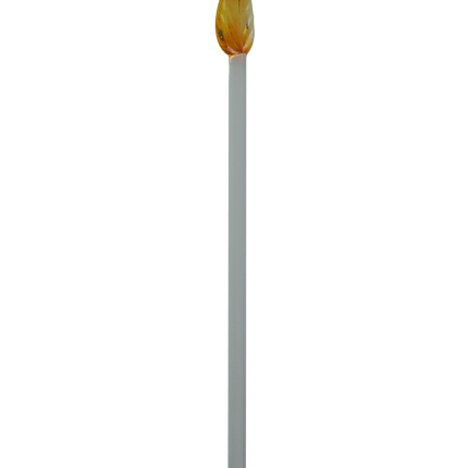 This is the Striking Yellow handmade Glass Leaf Cocktail Swizzle Sticks by Biting Glass available at Handmade Glass Co. Featuring vibrant glass leaf toppers and rounded bottom to easily stir up your favorite drink.