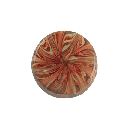 This is the Screw Top Glass Jar by Maze Glass available at Handmade Glass Co. Featuring intricate glass patterns and a threaded lid this is a functional and artistic American glass jar.