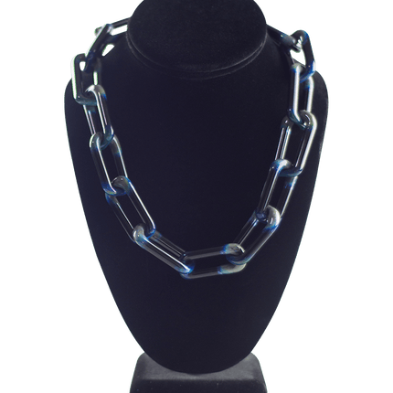 This is the Mega Mai Thai Glass Choker Chain by Technicolor Tony available at Handmade Glass Co. Handmade in Denver, Colorado this unique glass chain features subtle details for a statement jewelry piece.