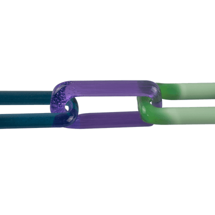 This is the Multi-Color Glass Chain Necklace by Technicolor Tony available at Handmade Glass Co. A vibrant handmade glass chain featuring a variety of stunning glass colors.