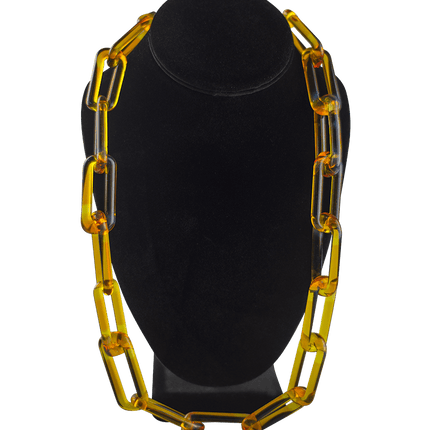This is the Northstar Yellow Glass Chain Necklace by Technicolor Tony available at Handmade Glass Co. Featuring handmade glass links these beautiful chains work great as bracelets as well.