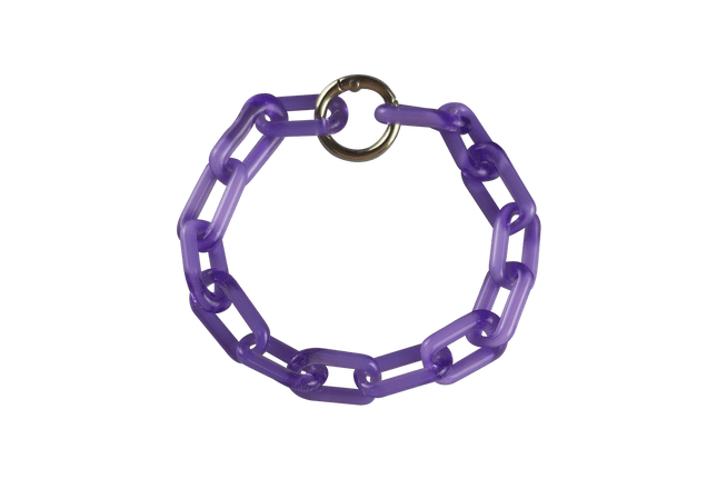 This is the Purple Glass Chain Bracelet by Technicolor Tony available at Handmade Glass Co. Featuring interlocking purple glass chains and handmade in Denver this is an awesome piece of headie jewelry.