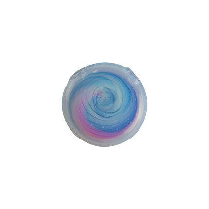 This is the Rainbow Ghost Disc Pendant from Technicolor Tony available at Handmade Glass Co. The beautiful rainbow pendant makes for a fun jewelry piece and accessory!