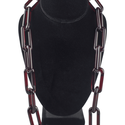 This is the Red Elvis Glass Chain Necklace by Technicolor Tony available at Handmade Glass Co. Featuring handmade glass links these beautiful chains work great as bracelets as well.