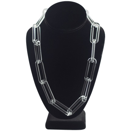 This is the Medium Clear Glass Chain Necklace by Technicolor Tony available at Handmade Glass Co. Featuring handmade glass links these beautiful chains are made here locally in Denver, Colorado.