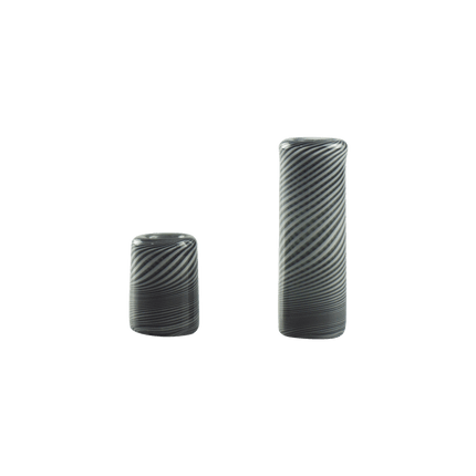 These are Vortex Glass Beads by Technicolor Tony available at Handmade Glass Co. Featuring swirling black and white glass these are great as jewelry or just to show your support for local artists. 